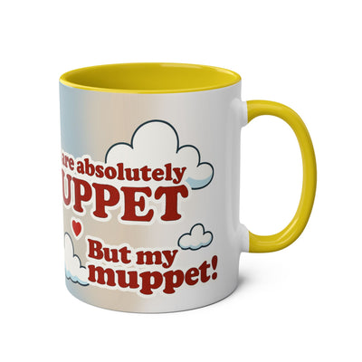 Fun Two-Tone Coffee Mug with Muppet Design - Personalised from Photo. 11 oz