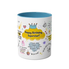 Birthday Coffee Mug - Two-Tone 11oz Cup for Celebrating Superstars