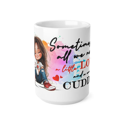 Love & Cuddles Ceramic White Coffee Mug - Cute Character Design, Perfect Gift for All Occasions
