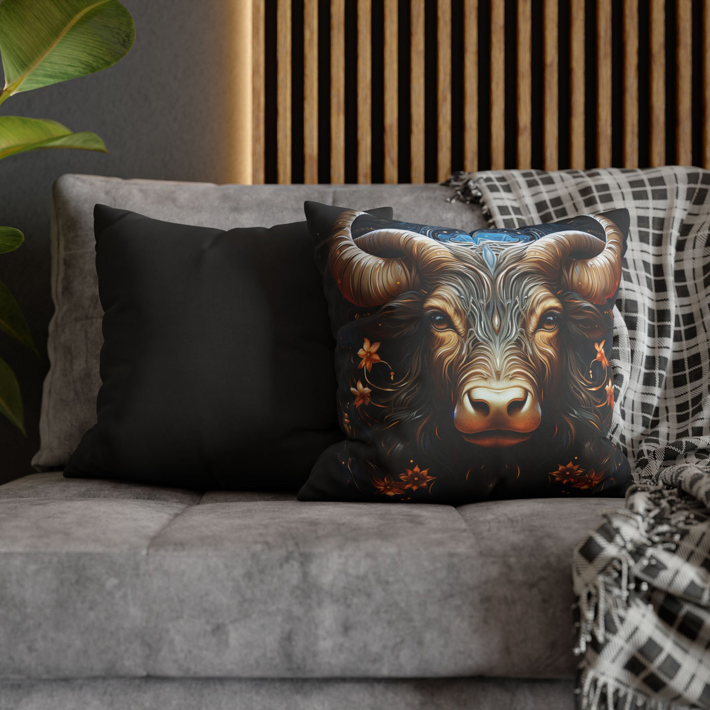 Taurus Zodiac Decorative Pillowcase - Artful Square Poly Canvas Cushion for Home Decor
