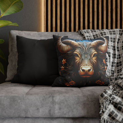 Taurus Zodiac Decorative Pillowcase - Artful Square Poly Canvas Cushion for Home Decor