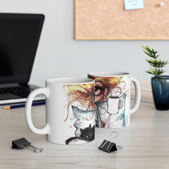 Kubek do kawy dla miłośników kotów Whimsical Cat Lover - 11oz i 15oz Ceramic Cups