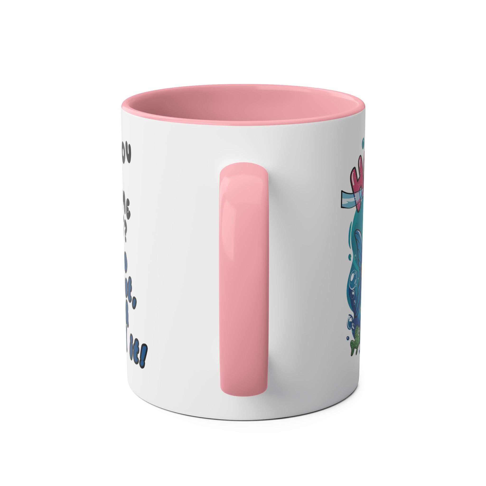 Coffee Mug - Humorous Fish-Themed Two-Tone Design, 11oz