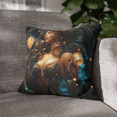 Artistic Aquarius Zodiac Pillowcase with Mystic Woman Design