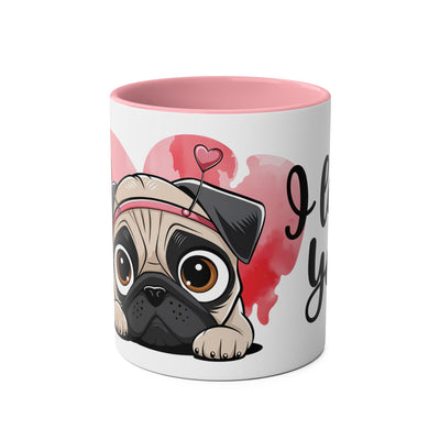 I Love You Two-Tones Mug with Cute Pug Dog