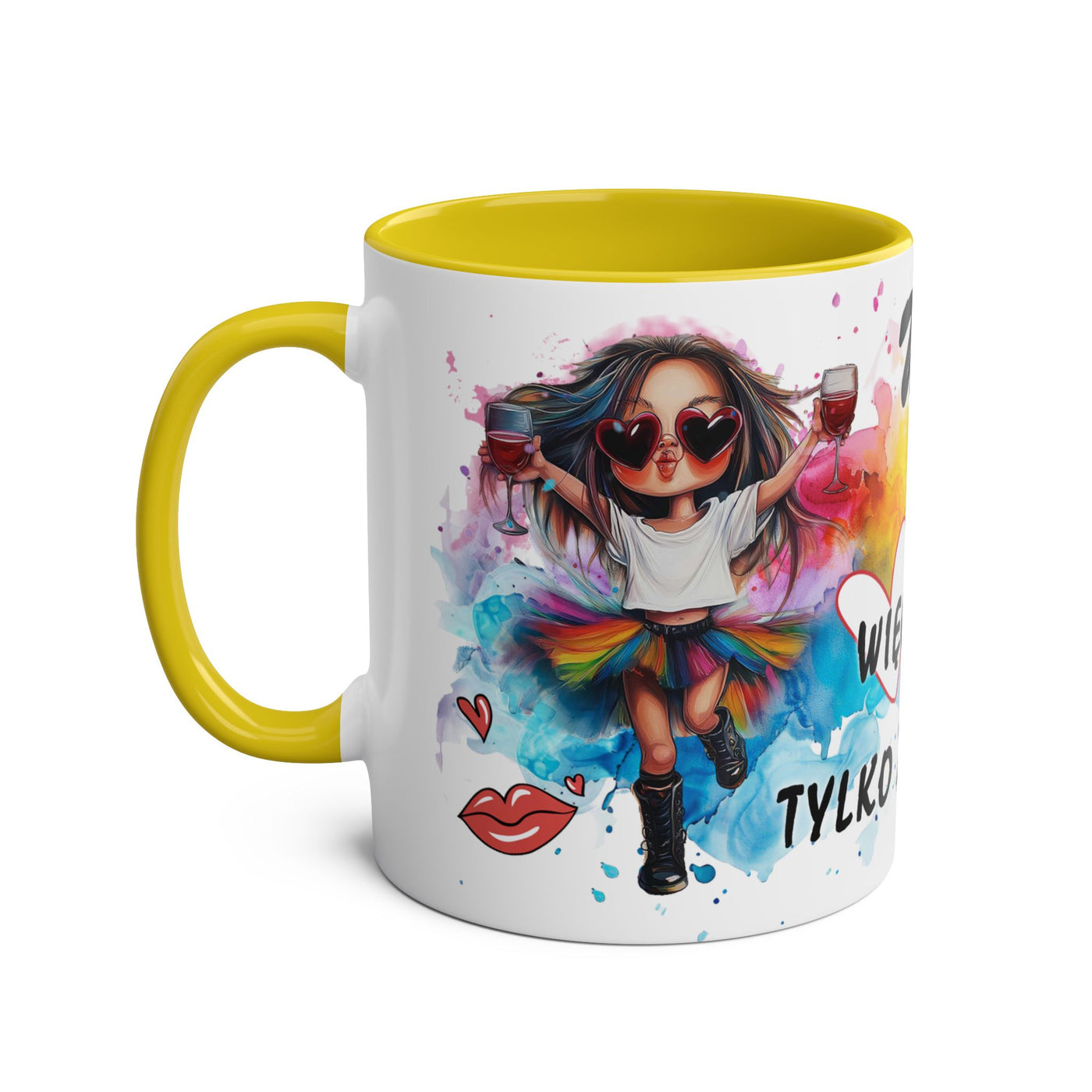 Colorful Two-Tone Coffee Mug - Fun Wine Lover Design