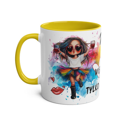 Colorful Two-Tone Coffee Mug - Fun Wine Lover Design
