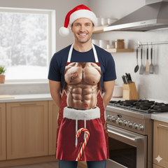 Festive Muscle Apron for Home Chefs, Kiss the Cook Gift, Funny Cooking Gear, Holiday Kitchen Apron, Unique Chef Apron, Christmas Party Gift