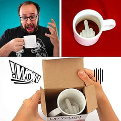 Middle Finger Surprise Mug – 11oz Ceramic Prank Coffee Cup with Hidden Finger Inside, Funny Gift for Friends & Coworkers