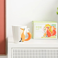 Charming Fox Ceramic Mug – 360 ml 3D Tail Coffee Cup in Warm Orange for Animal Lovers, Cozy Home, and Gifts