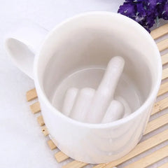Middle Finger Surprise Mug – 11oz Ceramic Prank Coffee Cup with Hidden Finger Inside, Funny Gift for Friends & Coworkers