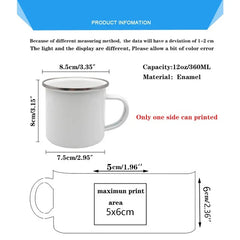 Mr & Mrs Enamel Camping Mugs – 330 ml Durable Metal Couples Cups for Outdoor Travel & Romantic Gifts