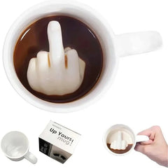 Middle Finger Surprise Mug – 11oz Ceramic Prank Coffee Cup with Hidden Finger Inside, Funny Gift for Friends & Coworkers