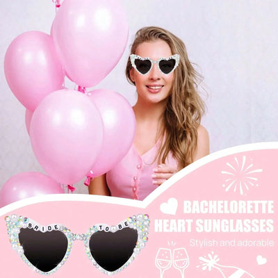 1Pair Bachelorette Party Bride Sunglasses Heart Shaped Glasses for Women Bridesmaid Bride Photo Tools Party Gift Accessories