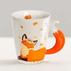 Charming Fox Ceramic Mug – 360 ml 3D Tail Coffee Cup in Warm Orange for Animal Lovers, Cozy Home, and Gifts