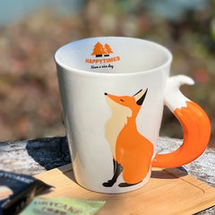 Charming Fox Ceramic Mug – 360 ml 3D Tail Coffee Cup in Warm Orange for Animal Lovers, Cozy Home, and Gifts
