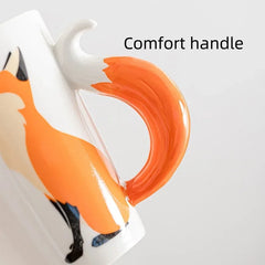Charming Fox Ceramic Mug – 360 ml 3D Tail Coffee Cup in Warm Orange for Animal Lovers, Cozy Home, and Gifts