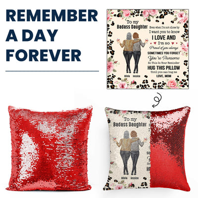To My Daughter Gift Hug This Pillow Until You Can Hug Me - Custom Sequin Pillow