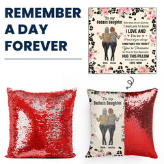 To My Daughter Gift Hug This Pillow Until You Can Hug Me - Custom Sequin Pillow