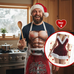 Christmas Apron Bundle – Festive Santa & Holiday Aprons | Fun Cooking Gift Set for Couples, Baking & BBQ