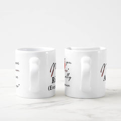 Mr. Right & Mrs. Always Right Matching Couple Mug Set – Heart Handle Ceramic Coffee Mugs – Valentine’s, Wedding, or Anniversary Gift