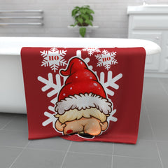 Christmas Gnomes Towel – Festive Red Microfiber & Cotton Blend