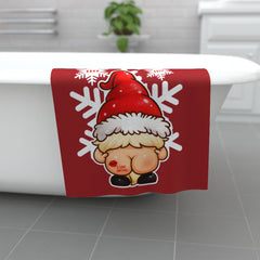 Christmas Gnomes Towel – Festive Red Microfiber & Cotton Blend